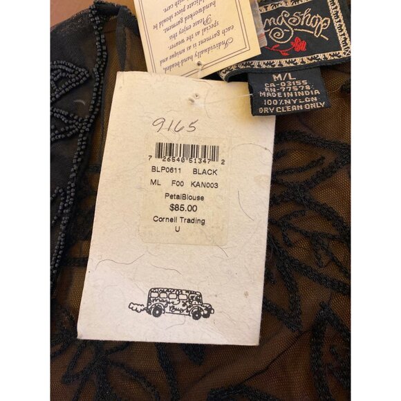 Pudding Shop M/L Bolero Petal Blouse Jacket Beaded Black Corneil Trading BLP0611 - Picture 11 of 14